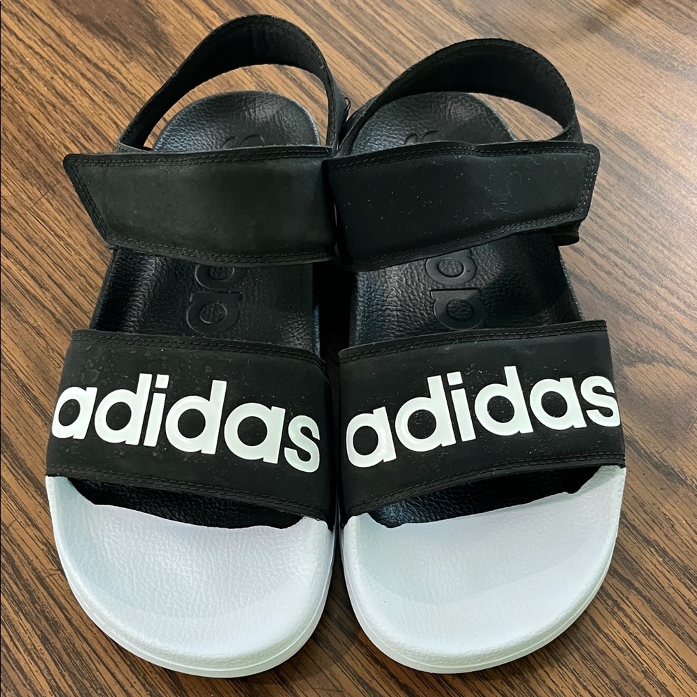 Adidas Black and White Strap Sandals